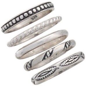 Silpada Rings Stacks of Plenty Rings 5 rings etched w/ a design Sterling Silver